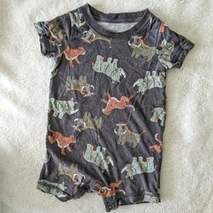 Carter's Rino print short sleeve and shorts onesie. Brown/Green. Size 9M